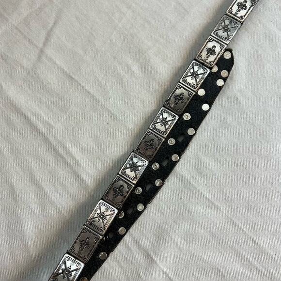 Vintage 90's Brighton Etched Mosaic Talavera Tile leather  Belt - Picture 5 of 8